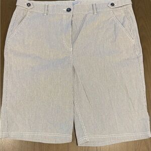 Per Una by M&S Women’s Striped Bermuda Shorts Size 18 Navy White Cotton Stretch